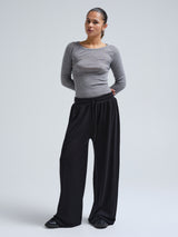 Seamless Basic Woolen Barbera | Merino wool Pants Black