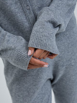 Seamless Basic Classic Cardigan | Wool Cashmere Cardigan Ash Melange