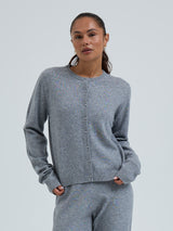 Seamless Basic Classic Cardigan | Wool Cashmere Cardigan Ash Melange