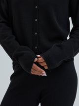 Seamless Basic Classic Cardigan | Wool Cashmere Cardigan Black