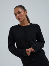 Seamless Basic Classic Cardigan | Wool Cashmere Cardigan Black