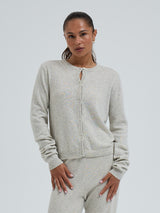 Seamless Basic Classic Cardigan | Wool Cashmere Cardigan Ecru Melange