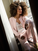 Seamless Basic Classic Cardigan | Wool Cashmere Cardigan Powder Pink