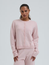 Seamless Basic Classic Cardigan | Wool Cashmere Cardigan Powder Pink