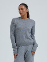 Seamless Basic Classic Crew Neck | Wool Cashmere Cardigan Ash Melange