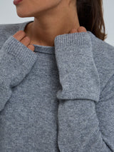 Seamless Basic Classic Crew Neck | Wool Cashmere Cardigan Ash Melange