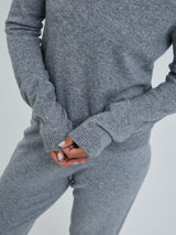 Seamless Basic Classic Crew Neck | Wool Cashmere Cardigan Ash Melange