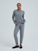 Seamless Basic Classic Crew Neck | Wool Cashmere Cardigan Ash Melange