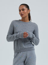Seamless Basic Classic Crew Neck | Wool Cashmere Cardigan Ash Melange