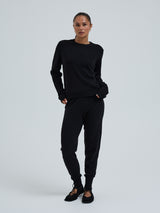 Seamless Basic Classic Crew Neck | Wool Cashmere Cardigan Black