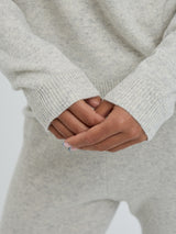 Seamless Basic Classic Crew Neck | Wool Cashmere Cardigan Ecru Melange