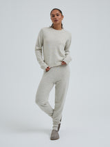 Seamless Basic Classic Crew Neck | Wool Cashmere Cardigan Ecru Melange