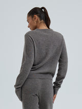 Seamless Basic Classic Crew Neck | Wool Cashmere Cardigan Heather Mushroom