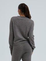 Seamless Basic Classic Crew Neck | Wool Cashmere Cardigan Heather Mushroom
