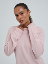 Seamless Basic Classic Crew Neck | Wool Cashmere Cardigan Powder Pink