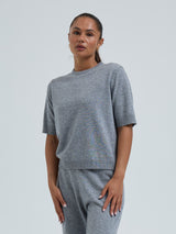 Seamless Basic Classic T-shirt | Wool Cashmere T-shirt Ash Melange