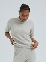Seamless Basic Classic T-shirt | Wool Cashmere T-shirt Ecru Melange