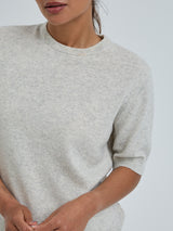 Seamless Basic Classic T-shirt | Wool Cashmere T-shirt Ecru Melange