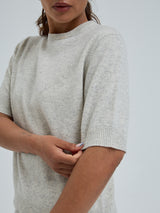 Seamless Basic Classic T-shirt | Wool Cashmere T-shirt Ecru Melange