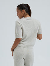 Seamless Basic Classic T-shirt | Wool Cashmere T-shirt Ecru Melange