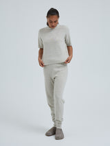 Seamless Basic Classic T-shirt | Wool Cashmere T-shirt Ecru Melange