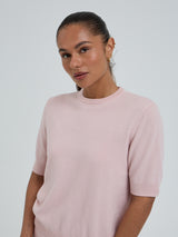 Seamless Basic Classic T-shirt | Wool Cashmere T-shirt Powder Pink