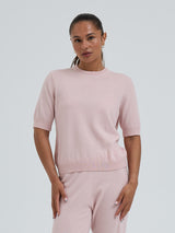 Seamless Basic Classic T-shirt | Wool Cashmere T-shirt Powder Pink