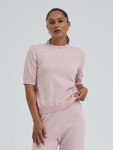 Seamless Basic Classic T-shirt | Wool Cashmere T-shirt Powder Pink