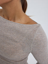 Seamless Basic Cotton Boat Neck | Cotton L/S T-Shirt Desert Melange