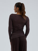 Seamless Basic Cotton Boat Neck | Cotton L/S T-Shirt Java