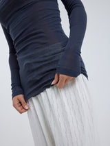 Seamless Basic Cotton Boat Neck | Cotton L/S T-Shirt Midnight