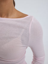 Seamless Basic Cotton Boat Neck | Cotton L/S T-Shirt Pale Rose