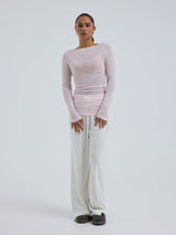 Seamless Basic Cotton Boat Neck | Cotton L/S T-Shirt Pale Rose