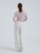 Seamless Basic Cotton Boat Neck | Cotton L/S T-Shirt Pale Rose
