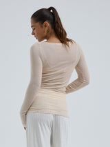 Seamless Basic Cotton Boat Neck | Cotton L/S T-Shirt Rosie Beige