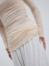 Seamless Basic Cotton Boat Neck | Cotton L/S T-Shirt Rosie Beige