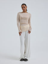 Seamless Basic Cotton Boat Neck | Cotton L/S T-Shirt Rosie Beige