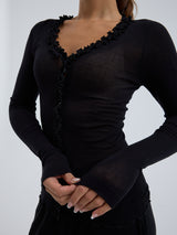 Seamless Basic Cotton Cardy | Cotton Cardigan Black