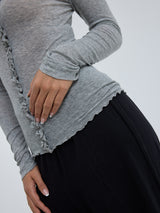 Seamless Basic Cotton Cardy | Cotton Cardigan Grey Melange