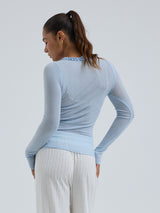 Seamless Basic Cotton Cardy | Cotton Cardigan Hazy Sky