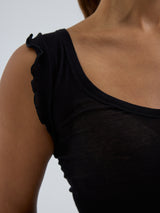 Seamless Basic Cotton Crop Top | Cotton Tank Top Black
