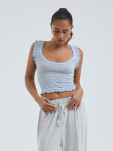 Seamless Basic Cotton Crop Top | Cotton Tank Top Hazy Sky