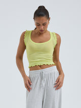 Seamless Basic Cotton Crop Top | Cotton Tank Top Neon Yellow