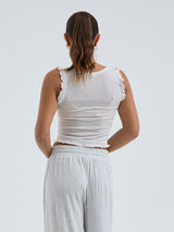 Seamless Basic Cotton Crop Top | Cotton Tank Top Off-White