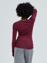 Seamless Basic Cotton Elvira | Cotton L/S T-Shirt Burgundy