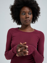 Seamless Basic Cotton Elvira | Cotton L/S T-Shirt Burgundy