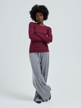 Seamless Basic Cotton Elvira | Cotton L/S T-Shirt Burgundy