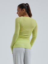 Seamless Basic Cotton Elvira | Cotton L/S T-Shirt Neon Yellow
