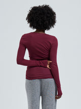 Seamless Basic Cotton Granddad | Cotton L/S T-Shirt Burgundy