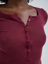 Seamless Basic Cotton Granddad | Cotton L/S T-Shirt Burgundy